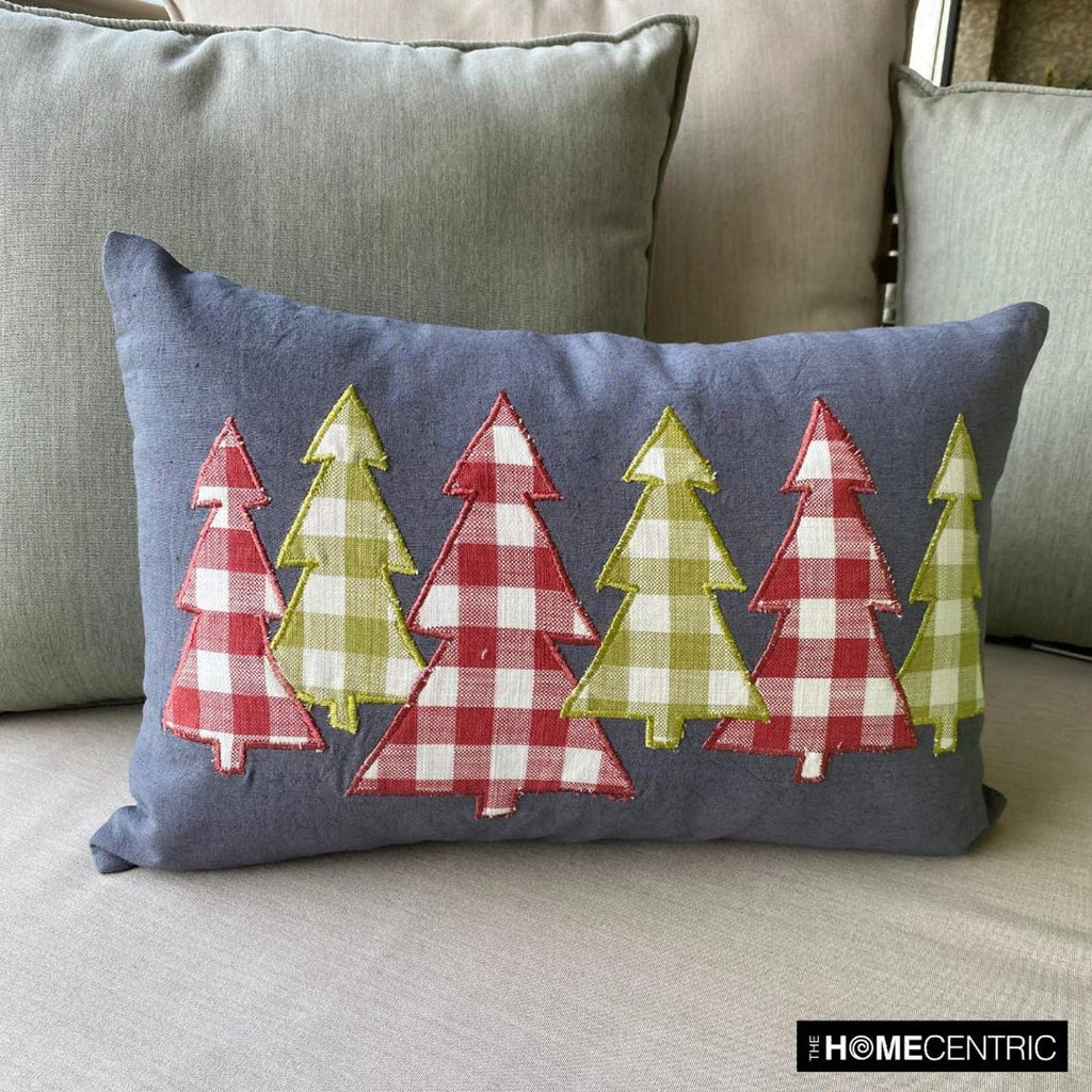 Christmas Magic - Gray Linen Decorative Lumbar Cushion Cover