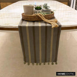 Subtle Stripes - Taupe Green Linen Decorative Table Runners