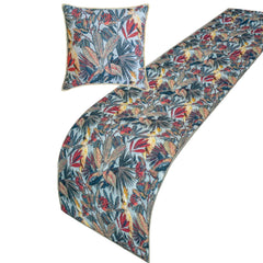 Cockatoo Ruffle - Cotton Blue Decorative Bed Runner and Cushion Cover