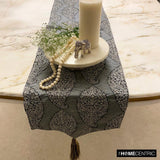 Celestial Paisley - Grey Jacquard Silk Decorative Table Runner