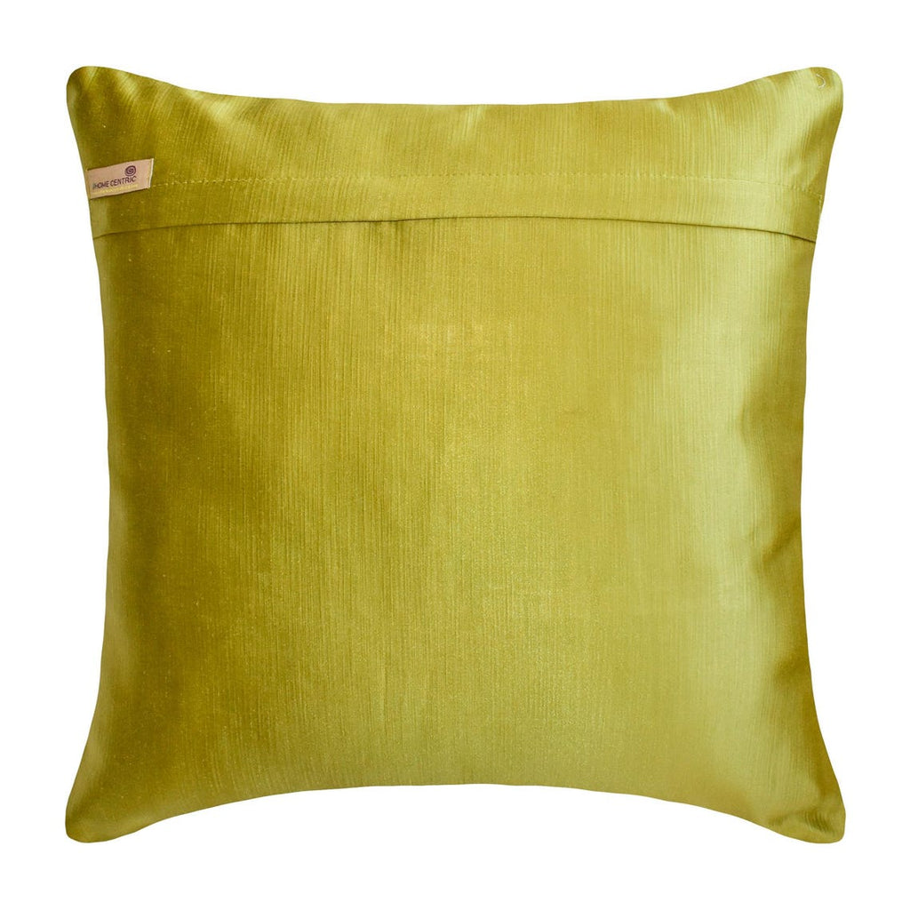 Chartreuse Folds - Satin Chartreuse Green Decorative Bed Runner and Cushion Cover