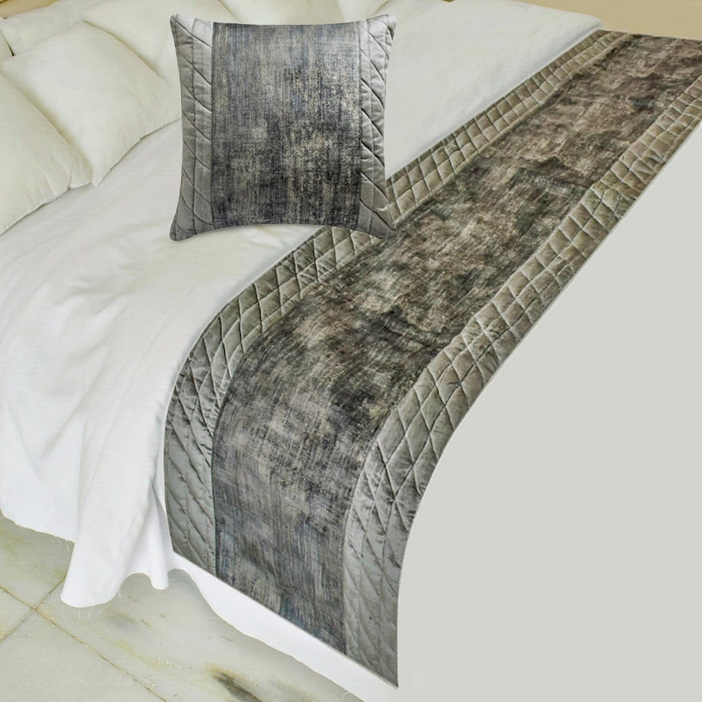 Charcoal Bliss Decorative Bed Runner and Cushion Cover