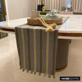 Subtle Stripes - Taupe Green Linen Decorative Table Runners