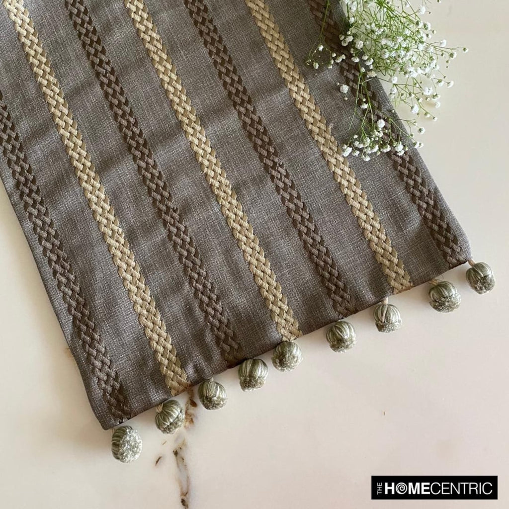 Subtle Stripes - Taupe Green Linen Decorative Table Runners