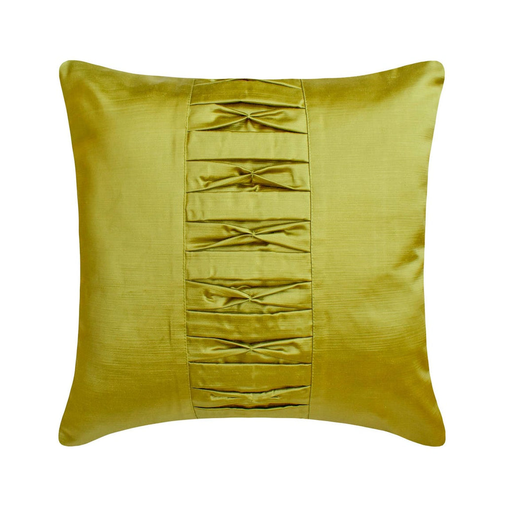 Chartreuse Folds - Satin Chartreuse Green Decorative Bed Runner and Cushion Cover