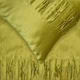 Chartreuse Folds - Satin Chartreuse Green Decorative Bed Runner and Cushion Cover