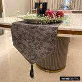 Charcoal Chrome - Grey Faux Leather Decorative Table Runner