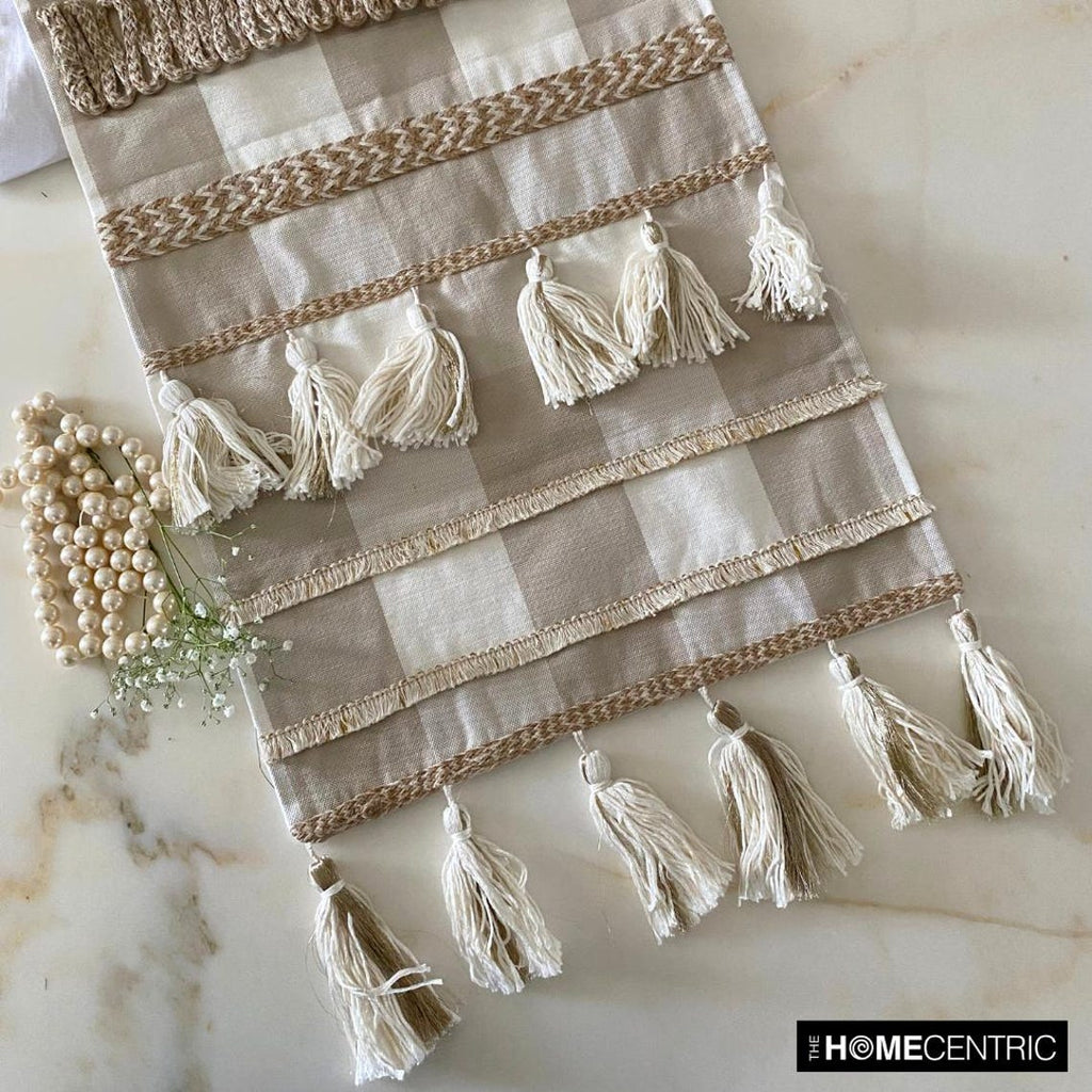 Buffalo Check Decor - Beige Cotton Decorative Table Runner