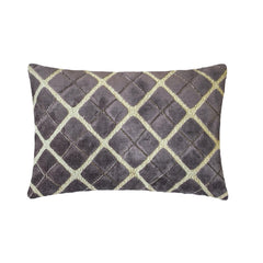 Graphite Grid - Gray Velvet Lumbar Cushion Cover