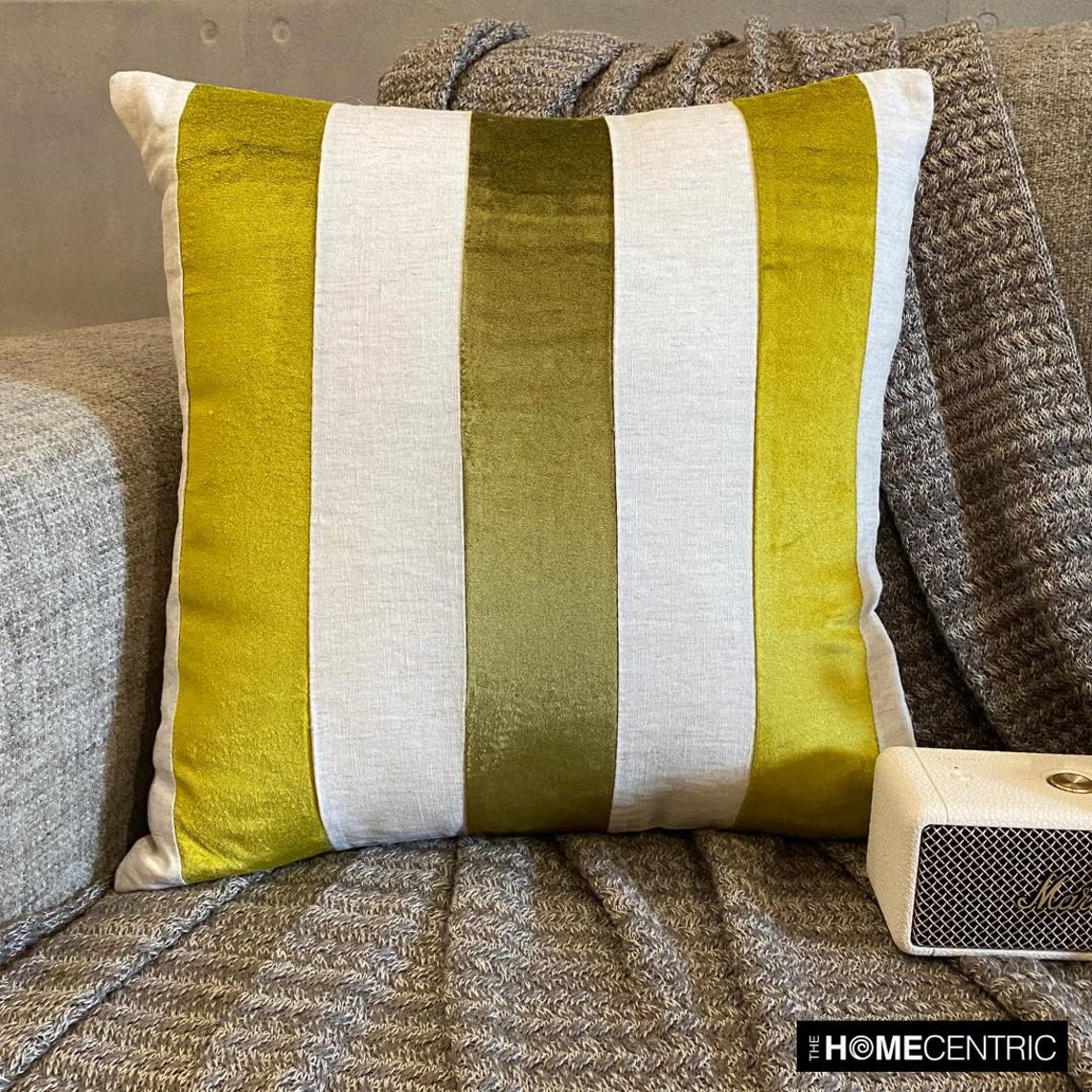 Velvet Band Chartreuse Throw Cushion Cover