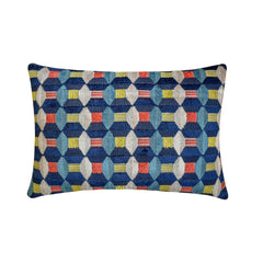 Blue Rhythms - Blue Velvet Lumbar Cushion Cover