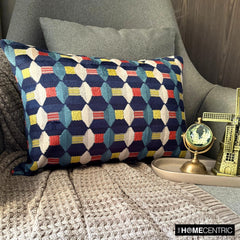 Blue Rhythms - Blue Velvet Lumbar Cushion Cover