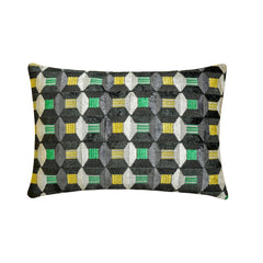 Green Rhythms - Green Velvet Lumbar Cushion Cover