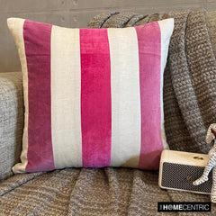 Velvet Band Pink Throw Cushion Cover