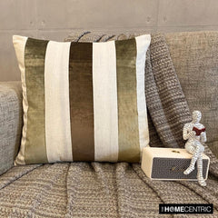 Velvet Band Earthy - Brown Velvet Throw Cushion Cover