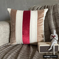 Velvet Band Red - Red Velvet & Linen Decorative Euro Sham