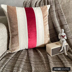 Velvet Band Red - Red Velvet & Linen Decorative Euro Sham