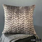 Concrete Chevron - Grey Velvet Decorative Throw Cushion Cover