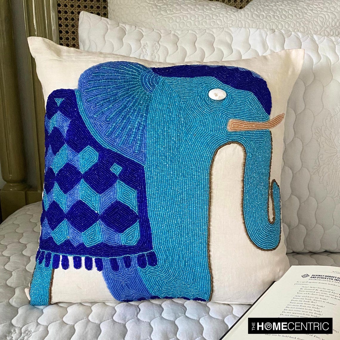 Blue Elephant Pillow Cover