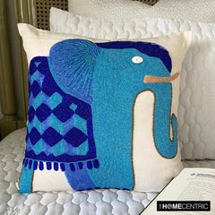 Blue Elephant Pillow Cover