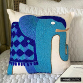 Blue Elephant - Blue Cotton Linen Decorative Euro Sham