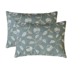 Florinda - Blue Gray Cotton Lumbar Cushion Cover