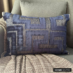 Midnight Path - Blue Velvet Lumbar Cushion Cover