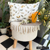 Buttercup Bloom - White Cotton  Lumbar Cushion Cover