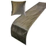 Charcoal Velvet Plush Decorative Bed Runner and Cushion Cover