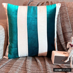 Velvet Band Teal Throw Cushion Cover
