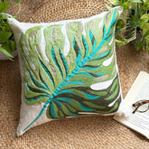 Monstera Leaf - Green Linen Decorative Euro Sham