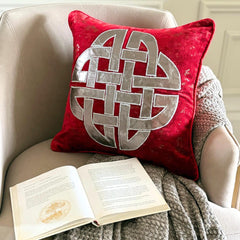 Greek Aphrodite Red Velvet Applique Throw Cushion Cover