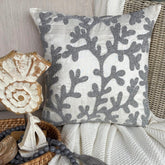 Silver Coral - Silver & White Art Silk Decorative Euro Sham