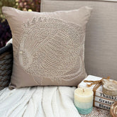 Butterfly Fish - Mocha Cotton Linen Throw Pillow Cover