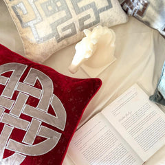 Greek Aphrodite Red Velvet Geometric Throw Cushion Cover