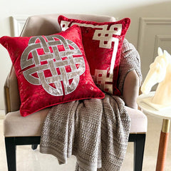 Greek Frame - Red Velvet Decorative Euro Sham