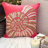 Coral Sea Shells - Coral Pink Cotton Linen Decorative Euro Sham