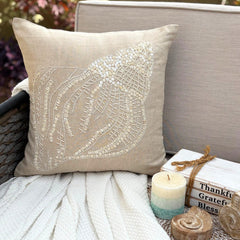 Sea Shell - Natural Beige Cotton Linen Decorative Euro Sham