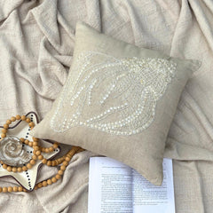 Sea Shell - Natural Beige Cotton Linen Decorative Euro Sham