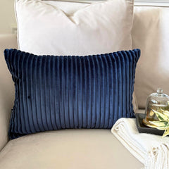 Navy Ribbed Lumbar Cushion Cover