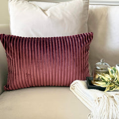 Wine Ribbed Lumbar Cushion Cover