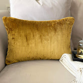Gold Ribbed Lumbar Cushion Cover