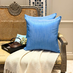 Light Blue Luxury - Blue Silk Throw Cushion Cover Pack of 2
