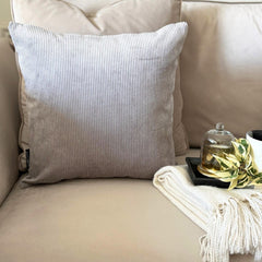Light Gray Velvet Lumbar Cushion Cover - Light Gray Grooved