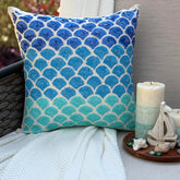 Blessed With The Sea - Blue Art Silk Decorative Euro Sham