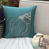 Crystal Sea Shell - Teal Blue Art Silk Decorative Euro Sham