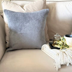 Dark Gray Velvet Lumbar Cushion Cover - Dark Gray Grooved
