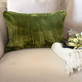 Green Ribbed Lumbar Cushion Cover
