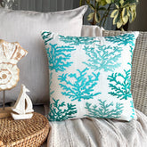 Caribbean Coast - Blue Cotton Linen Throw Cushion Cover