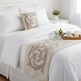 Ivory & Beige Linen Decorative Bed Runner and Cushion Cover, Pretty Dainty